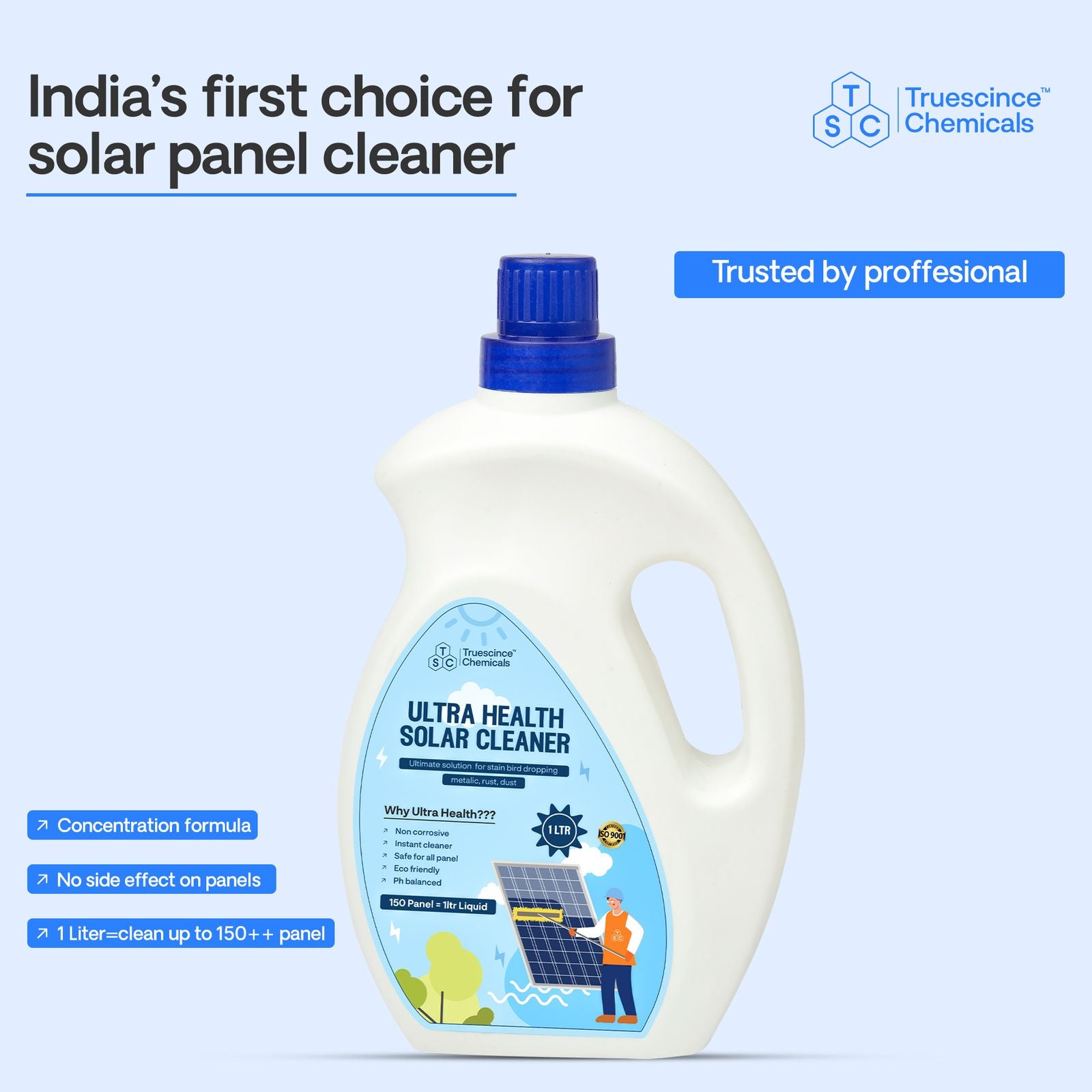 Solar cleaning chemical - ISO certified 1 litter